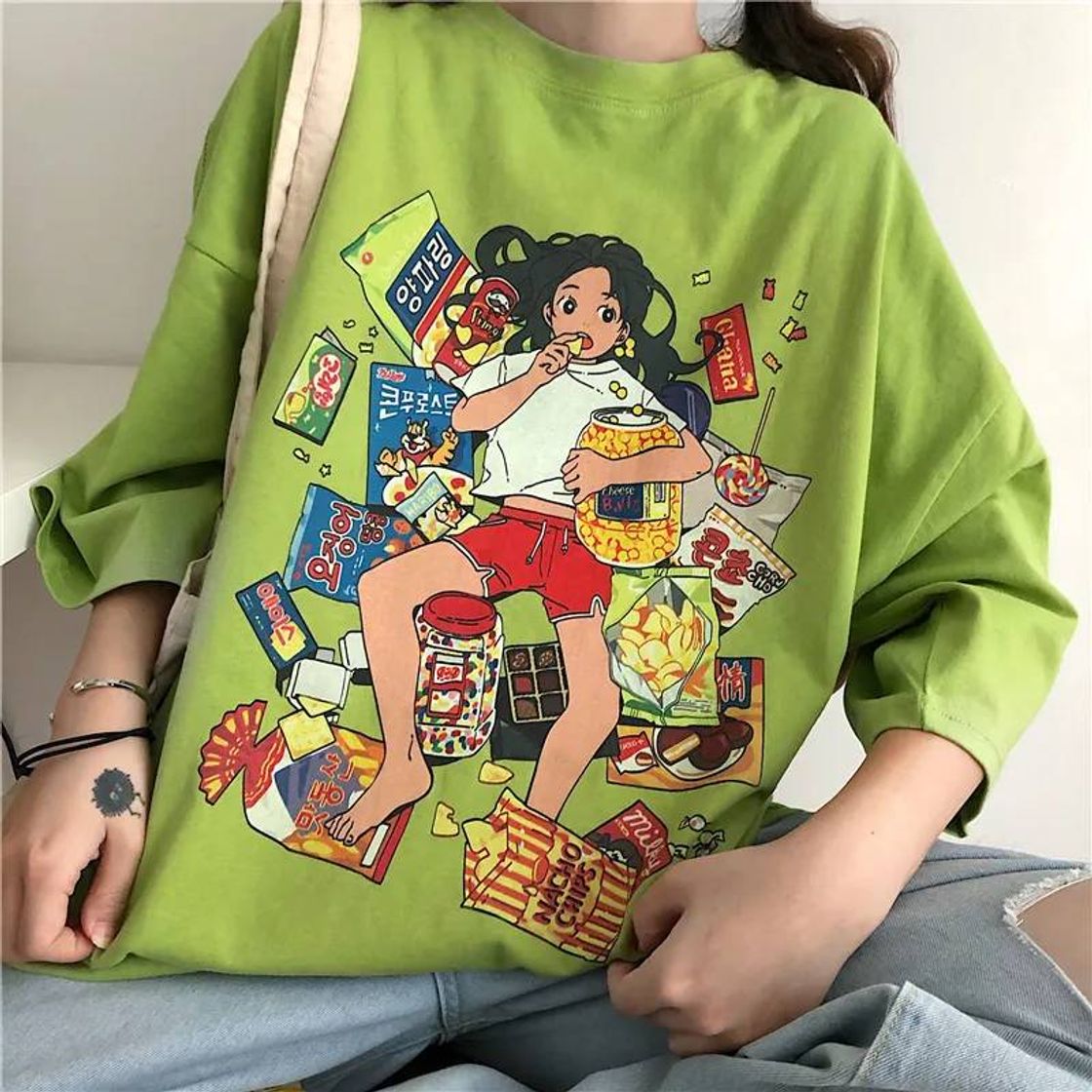 Social Iduna Elbow-Sleeve Cartoon Print T-Shirt | YesStyle
