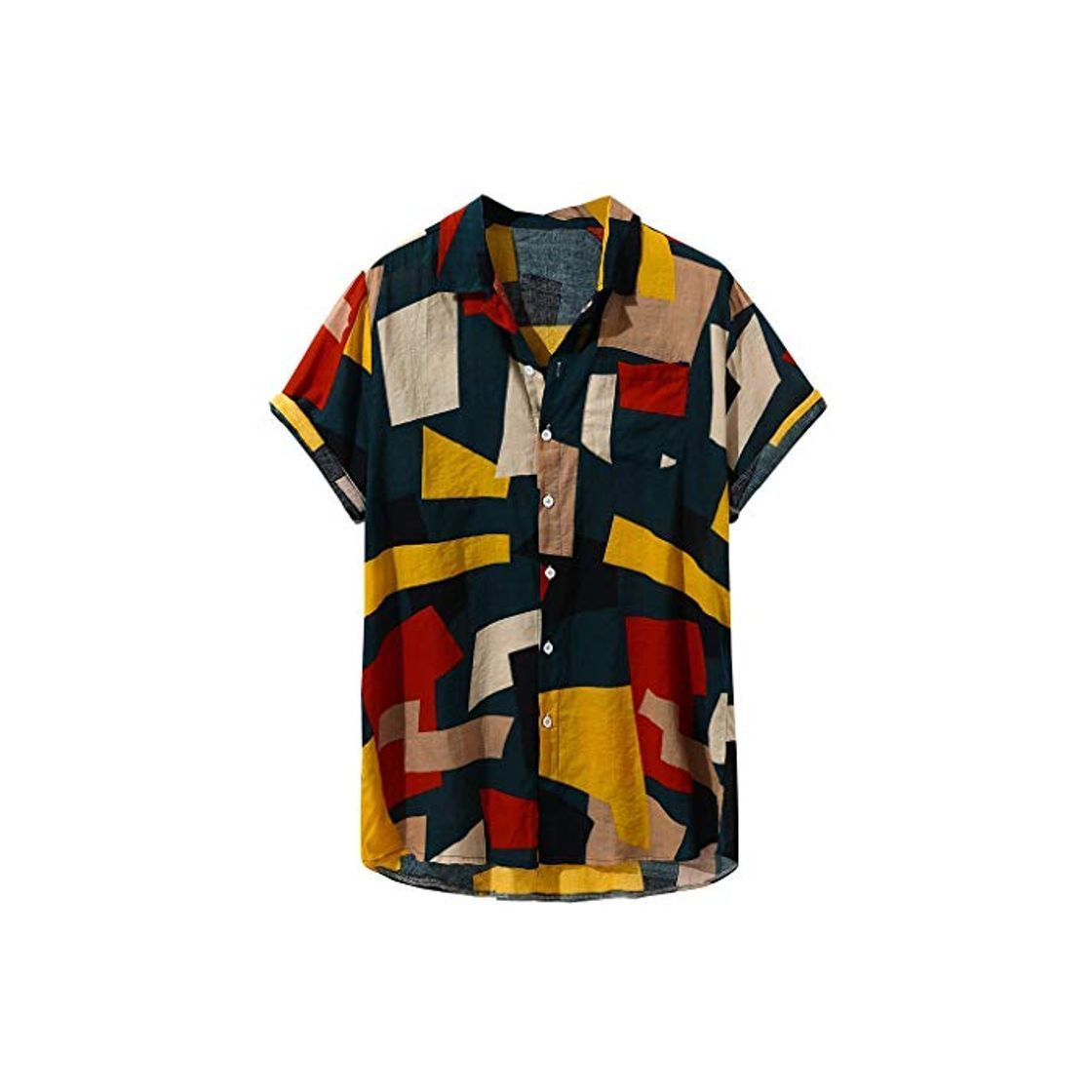 Social Camisetas Hombre Manga Corta SHOBDW 2019 Sólido Cuello Mao Camisa Lino Hombre