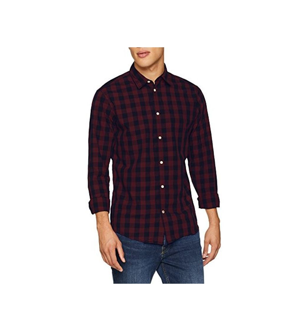 Social JACK & JONES Jjegingham Shirt L/s Camisa, Multicolor