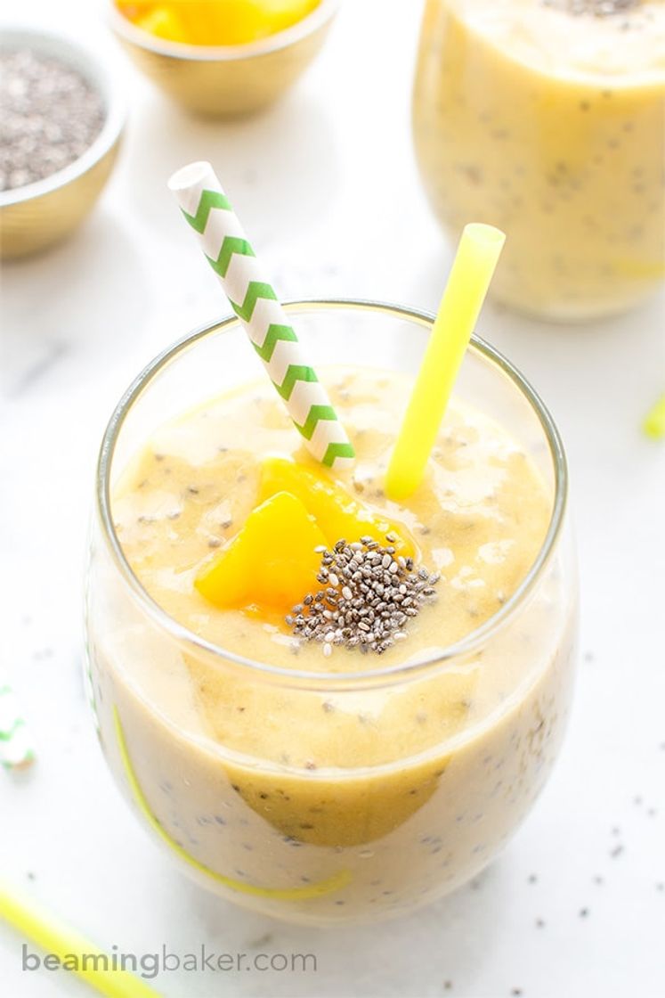 Fashion Mango Chia Seed Smoothie (Vegan, Gluten Free) - Beaming Baker