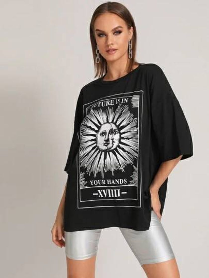 Moda Future Is In Your Hands Graphic Oversized Tee | SHEIN 