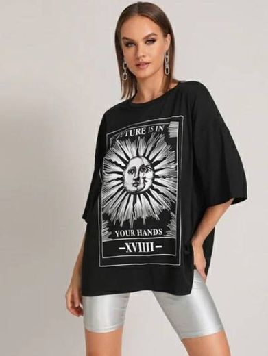 Future Is In Your Hands Graphic Oversized Tee | SHEIN 