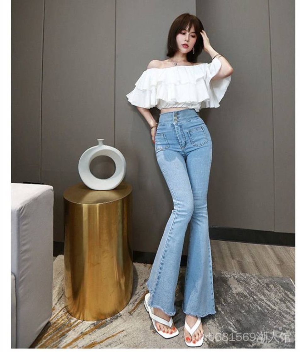Social Calça jeans feminina de cintura alta 2020