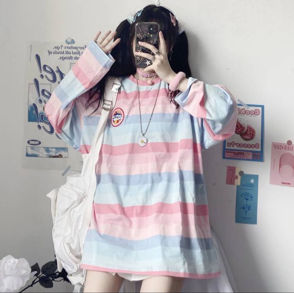 Social Blusa feminina manga longa/ listrada / coreana 
