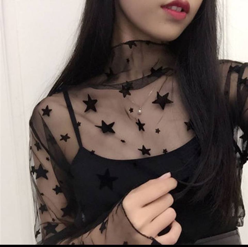 Social Blusa de tela transparente com manga longa 