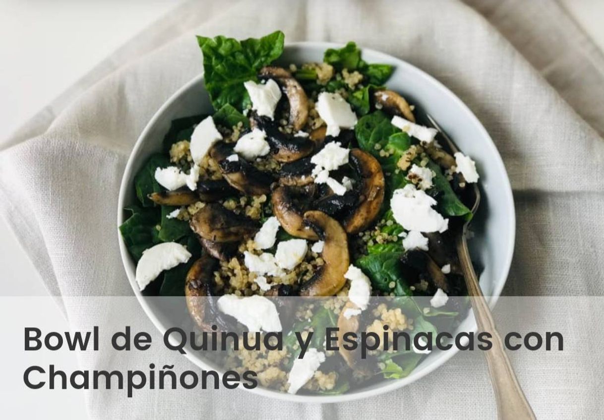 Moda Bowl de quinoa, espinacas y champiñones