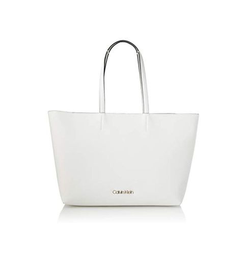 Calvin Klein - Ck Must Shopper Md Cav, Bolsos totes Mujer, Blanco