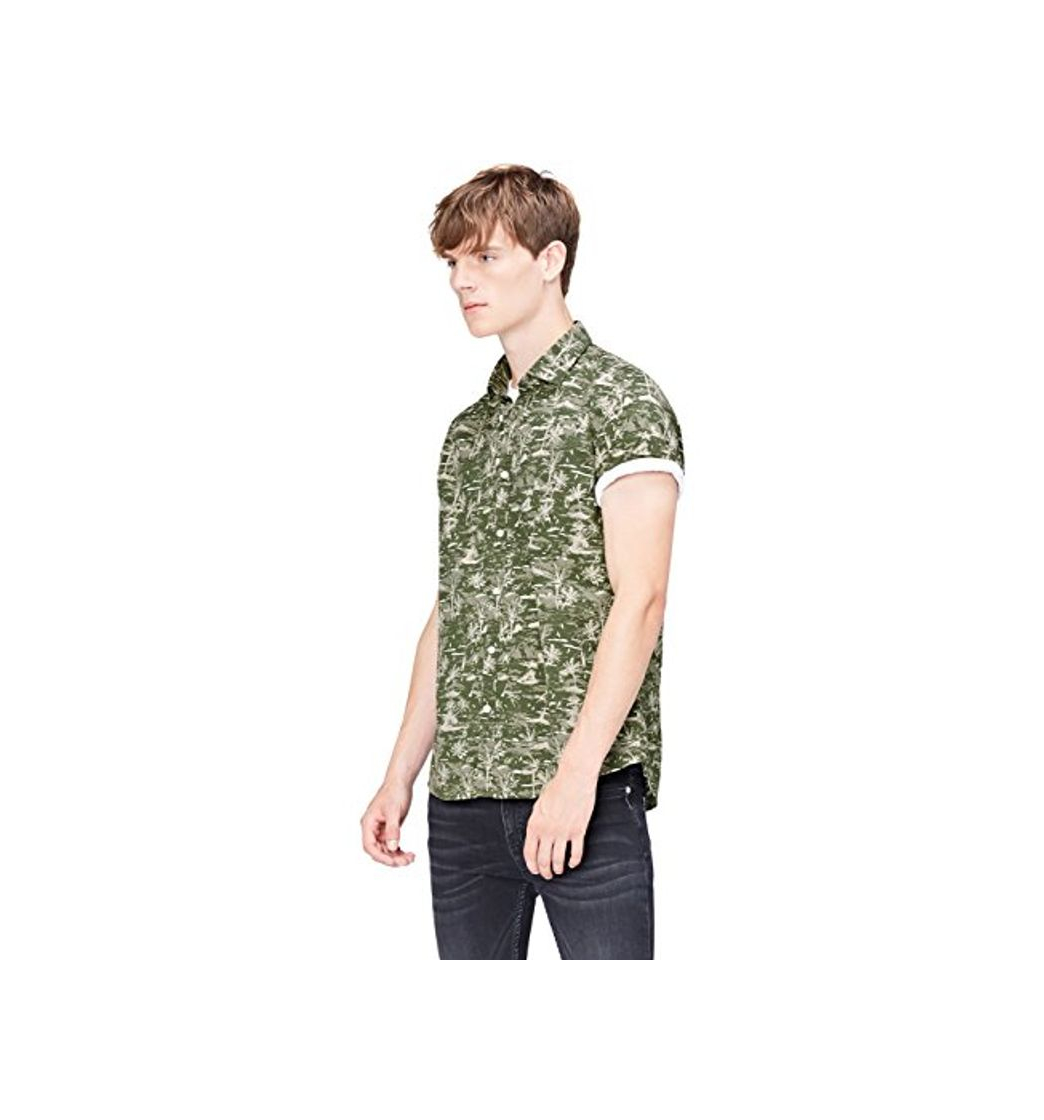 Social Marca Amazon - find. Camisa Hombre, Verde
