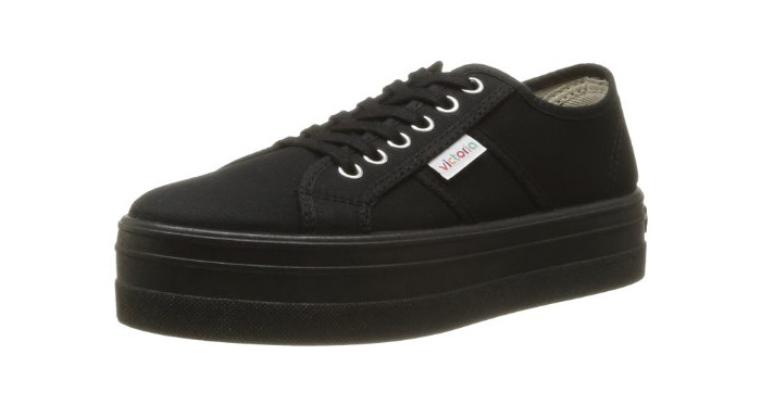 Social Victoria Basket Lona Plataf, Zapatillas Bajos de Deporte Unisex, Negro
