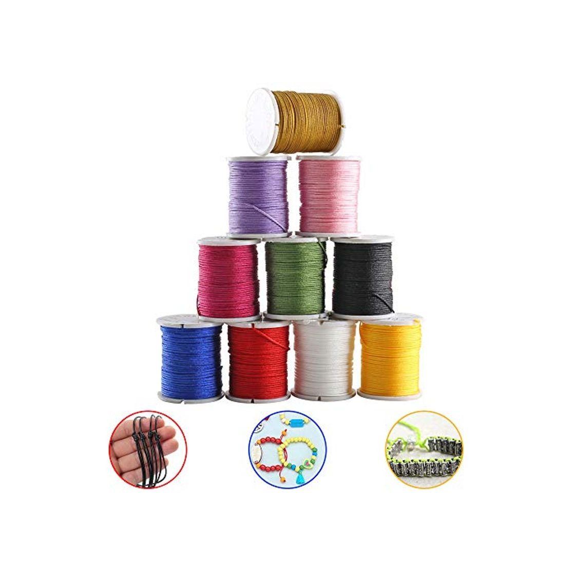 Product ETSAMOR 10 Rollos Hilo de Nylon de Colores Cuerda Encerado para DIY