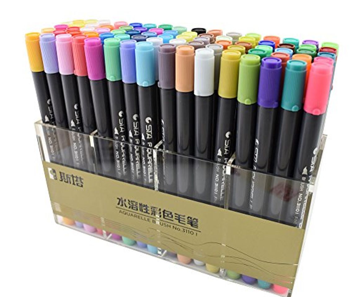 Social Sta Twin Brush marcadores con punta fineliner 80 acuarela basado Marker
