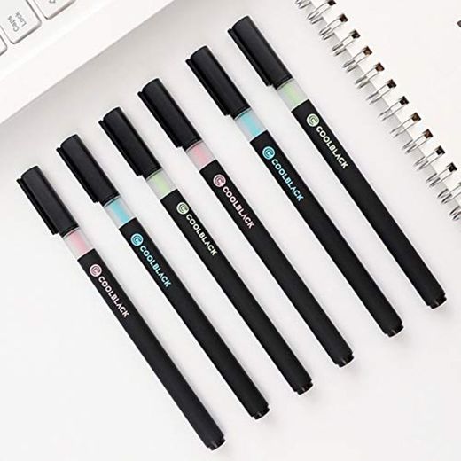 6 pzas Cool gel negro bolígrafos para escribir firma 0