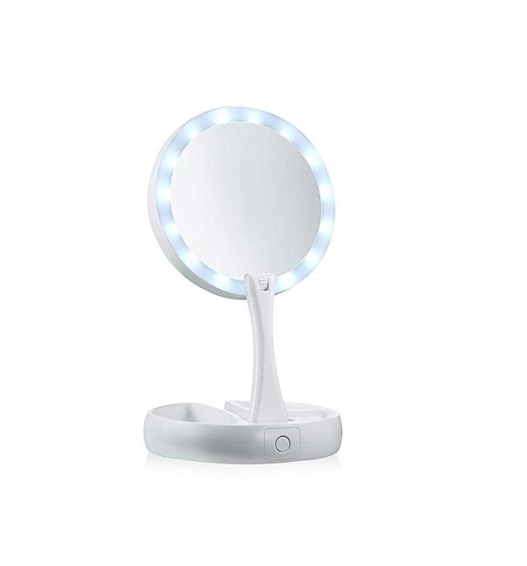 Product GHONLZIN Espejo para Maquillaje, Fold LED Wht 10x Espejo de Aumento Iluminado