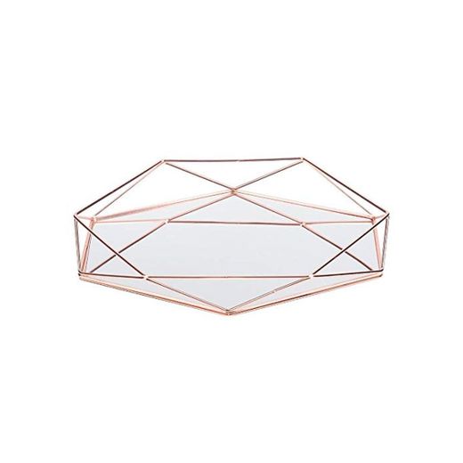 Fditt Escritorio de Oro Hexagonal Decorativo Bandeja de Almacenamiento Tridimensional Espejo de
