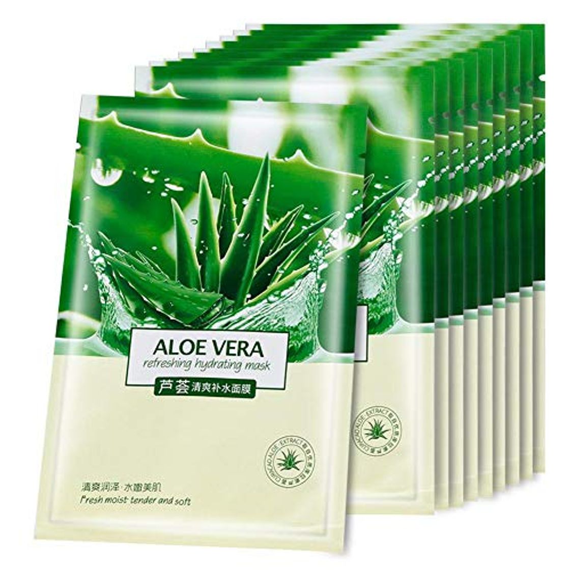 Product 10 Piezas Mascarilla Facial Aloe Máscara Facial Hoja Hidratante Hidratante Revitalizante Máscara