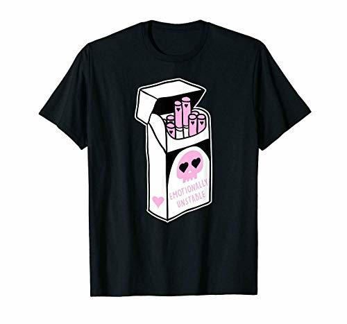 SamYoo Camiseta Casual Negra para Hombres de Kawaii Pastel Goth