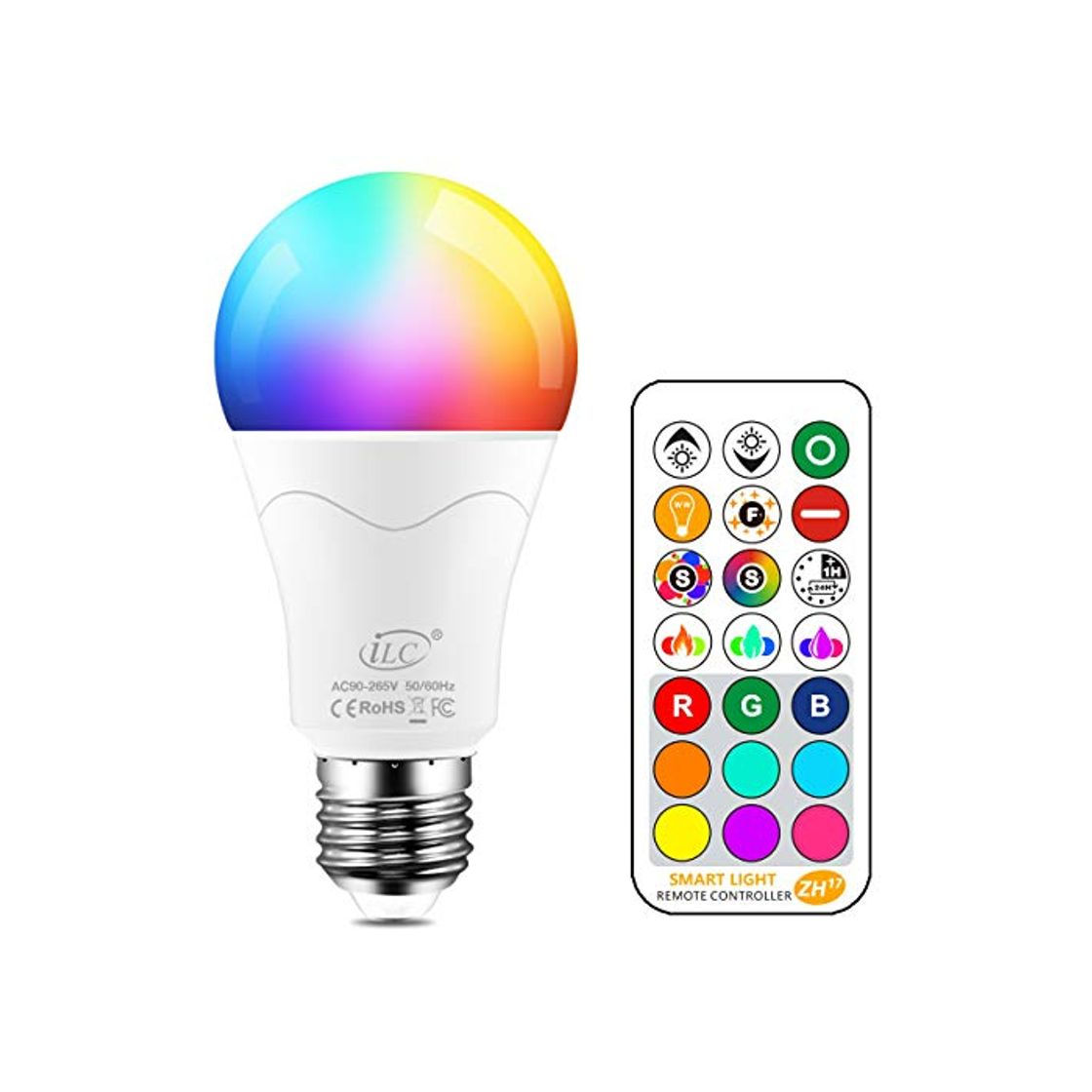Social iLC Bombillas Colores RGBW 85W Equivalente LED Bombilla Regulable Cambio de Color