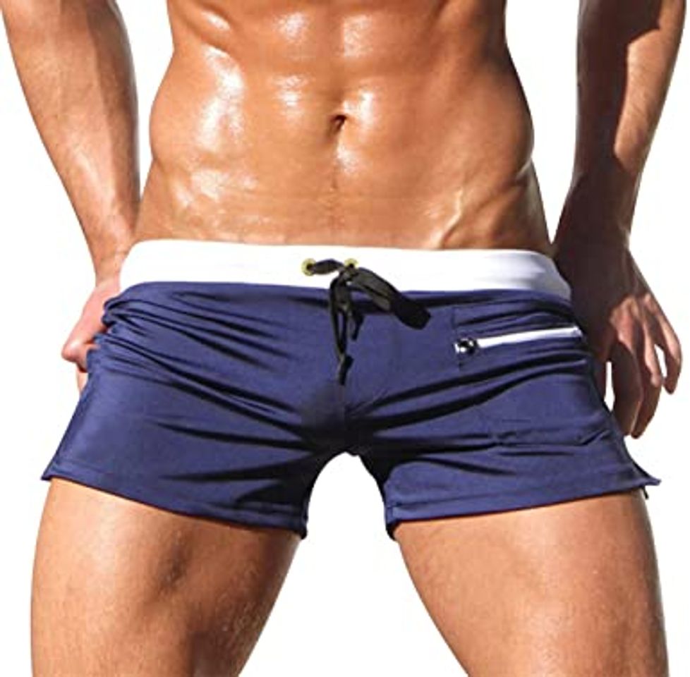 Social Bañador Natacion Hombre Bañadores Hombre Cortos Traje de Baño Trajes de Baño para Hombres Bañador Piscina Surf Playa Caballero Deportivo Pantalonetas Short de Baño Hombre Corto Ajustados Azul XL