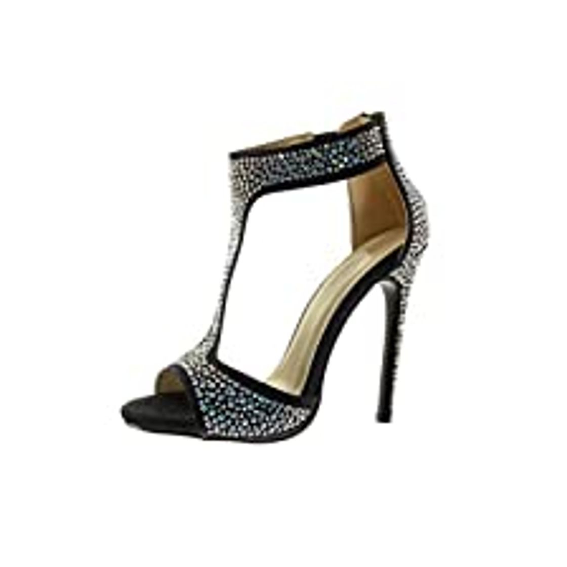 Producto Angkorly - Zapatillas Moda Botines Stiletto Peep-Toe Elegante Mujer Transparente Correas Cruzadas