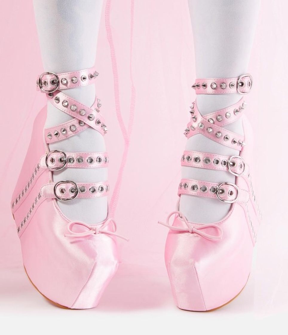 Moda Sugar Thrillz Ballet Slipper Heels - Pink | Dolls Kill