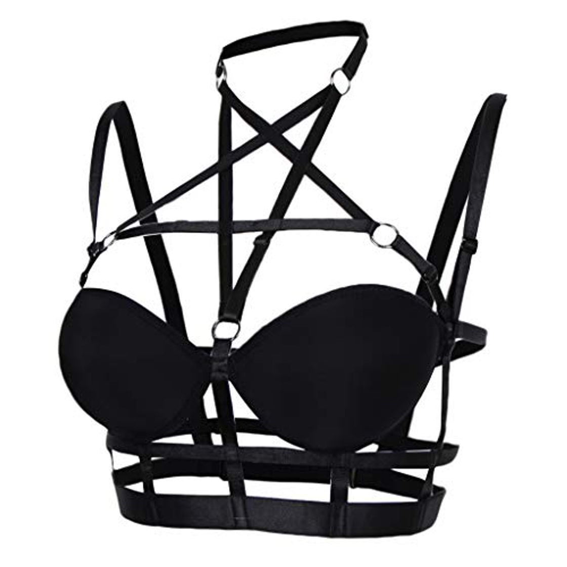Social Baoblaze Arnés Strappy Bralette Lencería Hueco Jaula Tiras Cuerpo Sujetador Top Goth