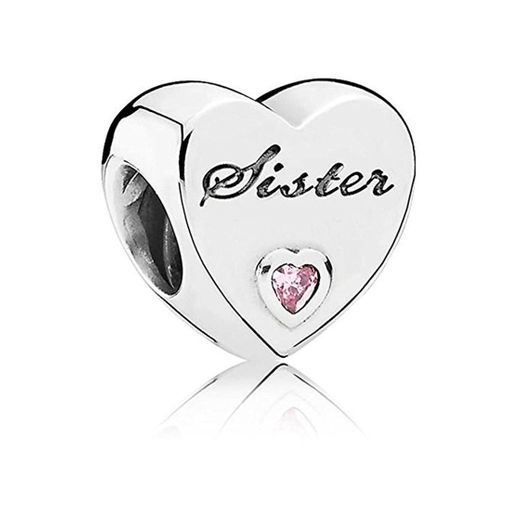 Pandora Sister's Love Silver Charm with Pink Cubic Zirconia 791946PCZ