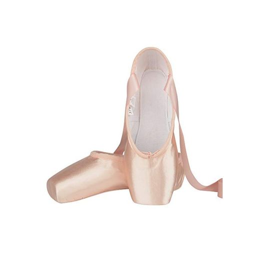 Zapatos de Punta Satén Zapatillas de Ballet con Puntera de Gel de