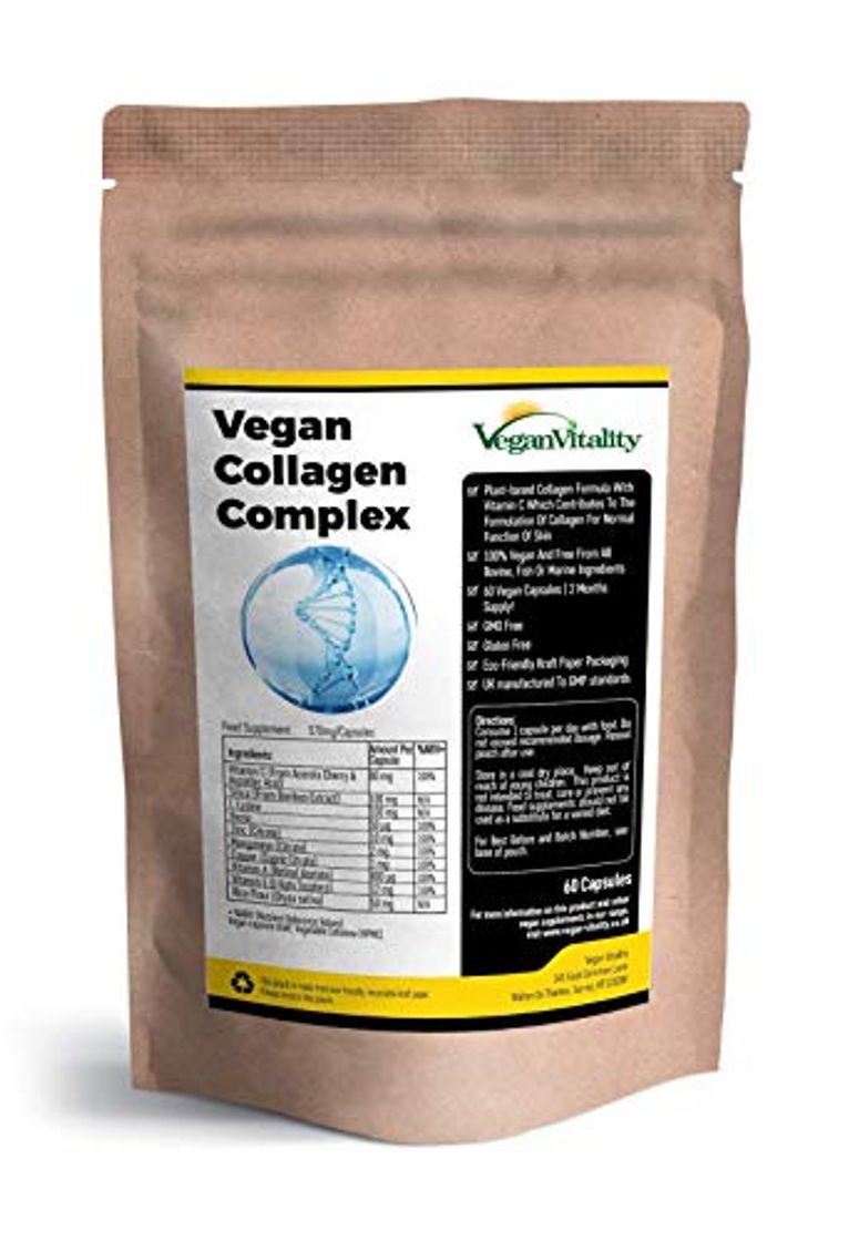 Producto Suplemento De Colágeno Vegano Con Biotina, Liosina, Sílice De Bambú, Zinc, Vitamina