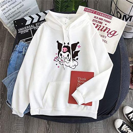 Harajuku - Sudadera con capucha de manga corta, diseño de dibujos animados