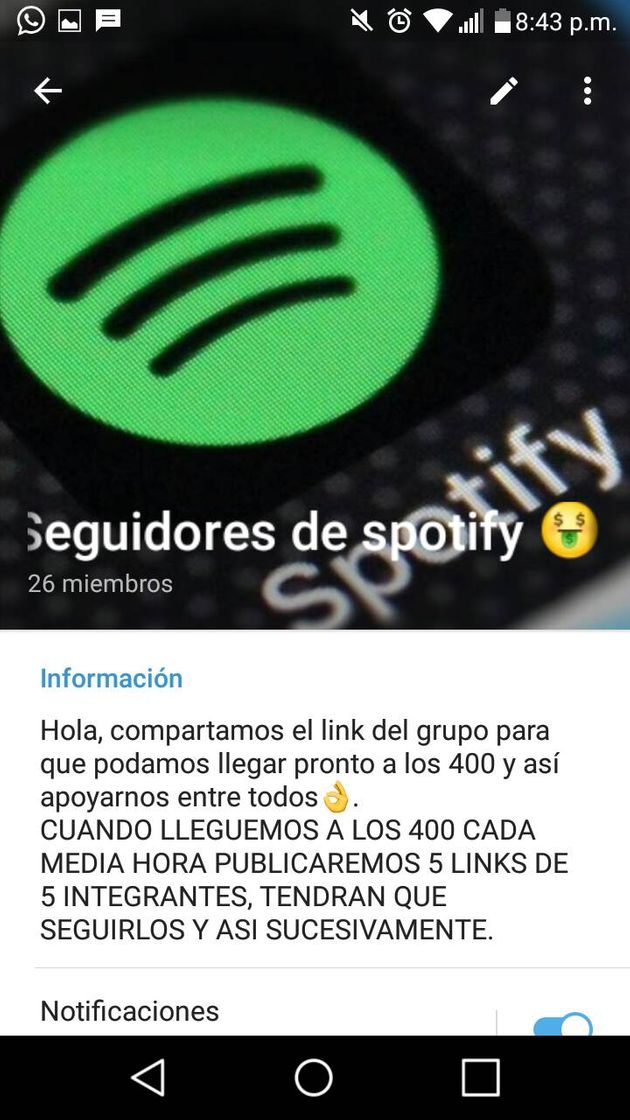 Social Grupo de telegram para subir de seguidores en spotify 👌❤