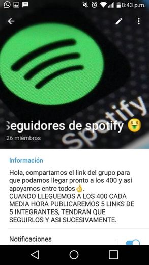 Grupo de telegram para subir de seguidores en spotify 👌❤