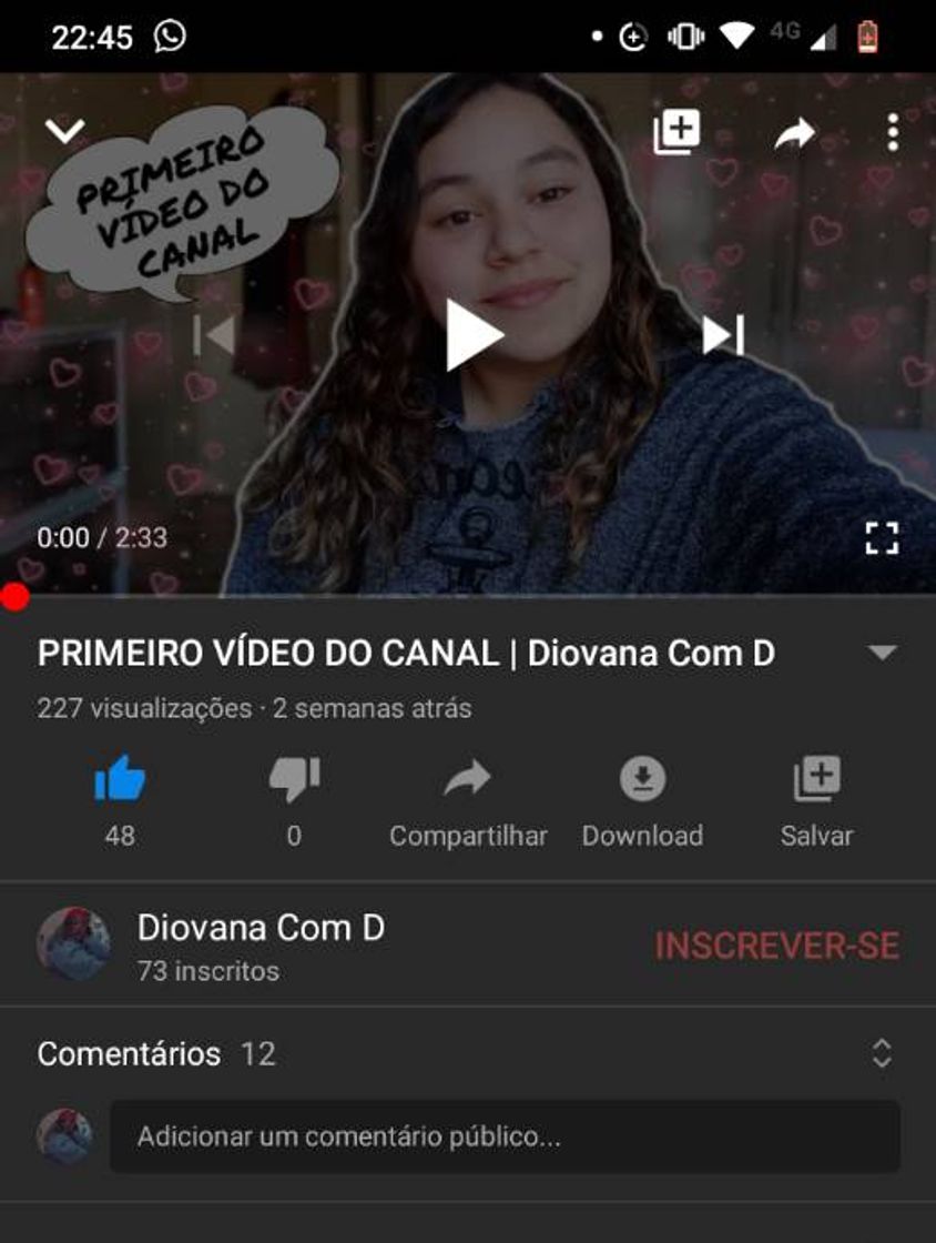 Social PRIMEIRO VÍDEO DO CANAL | Diovana Com D 