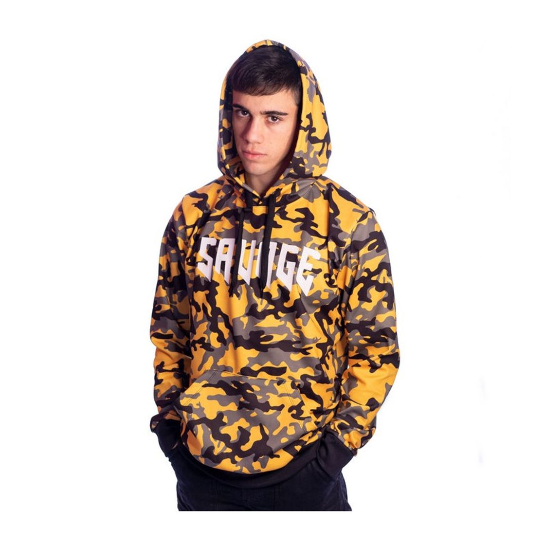 Moda SUDADERA TIM CARTER MOSTAZA ESTAMPADO SAVAGE PECHO CAPUCHA