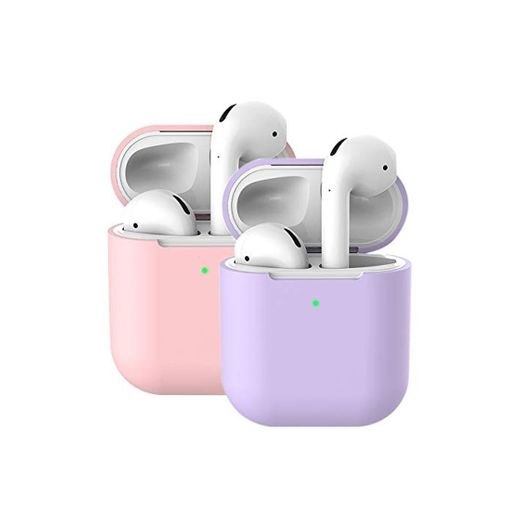 2X Funda Silicona Compatible con AirPods 2 & 1, Molylove Fundas Protectora