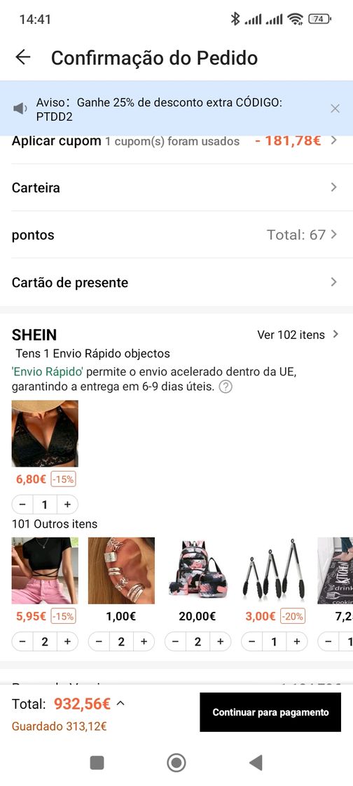 Moda Pagar a minha conta da shein