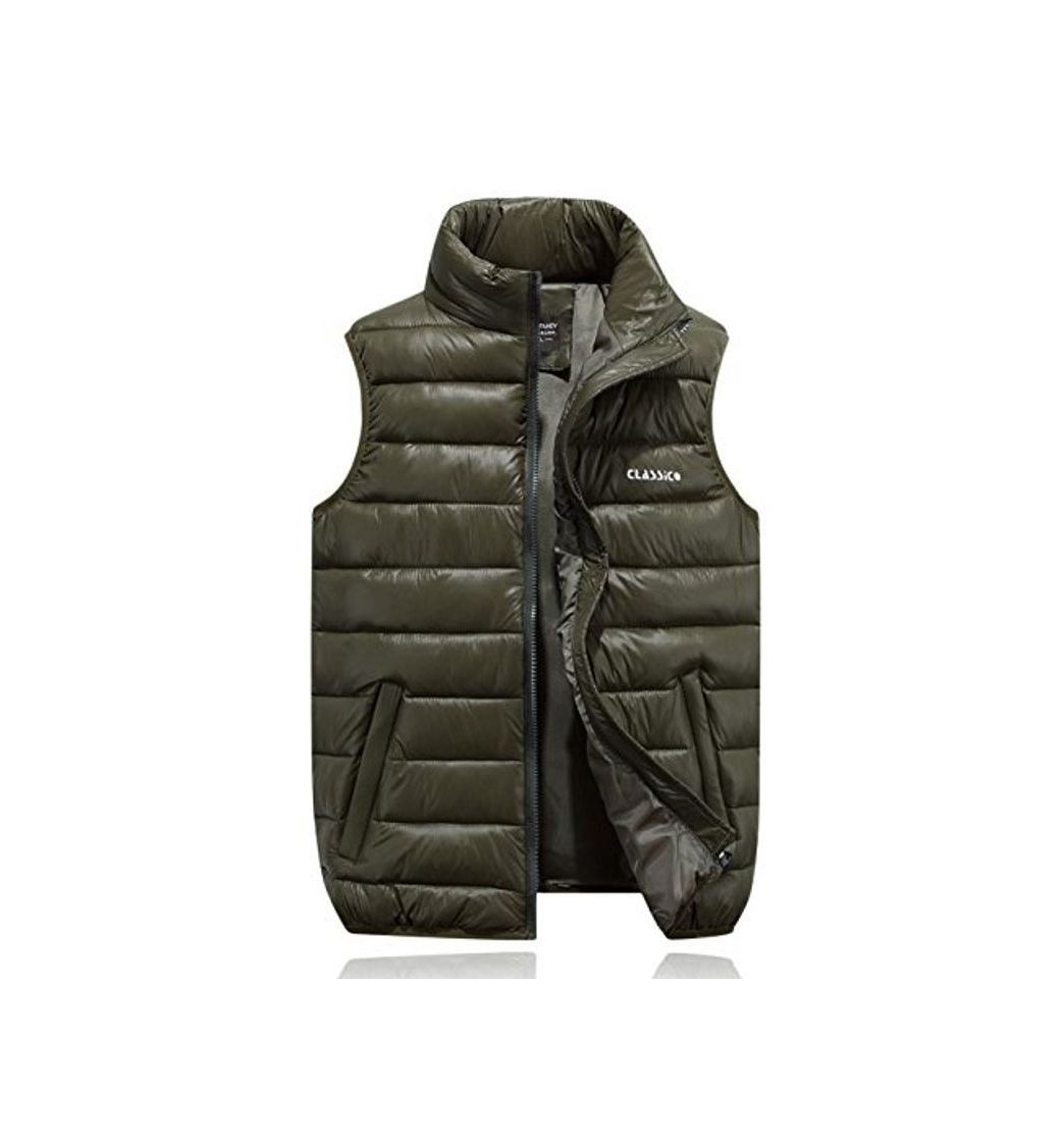 Product Coofandy Chaleco Casual Hombre Chaqueta Verde de Algodón Planicie Talla S