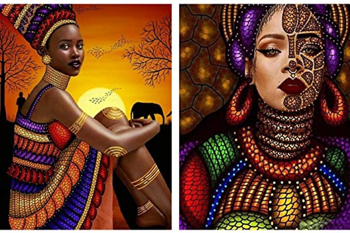 Social Reofrey 2 Piezas 5D Pintura Diamante Faldas Africano Hombres Mujeres Arte Bricolaje