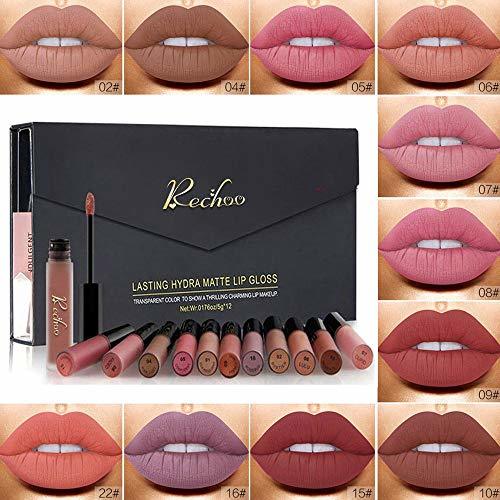 Social Rechoo 12 Pcs Barra de Labios Mate/Superstay Matte Pintalabios Maquillaje de Belleza