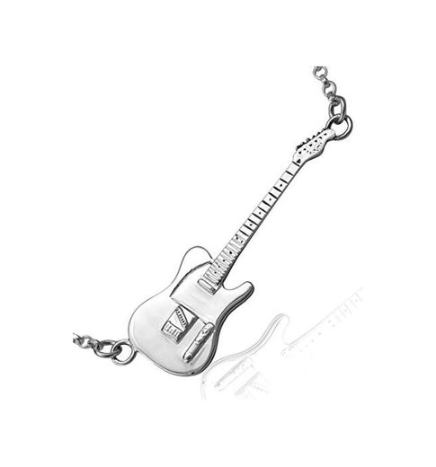 Jewellery-Joia Sterling Silver Fender Telecaster Miniature Electric Guitar Pendant Charm & Necklace