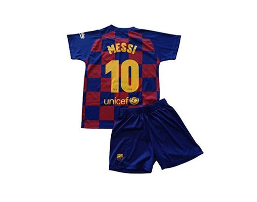 FCB Conjunto Camiseta y Pantalón Primera Equipación Infantil Messi del FC Barcelona