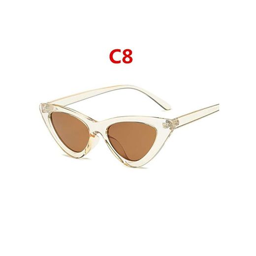 2019 Gafas de Sol de Moda Mujer Marca diseñador Vintage Retro Triangular Gafas de Gato oculos De Sol Transparente océano uv400 C8
