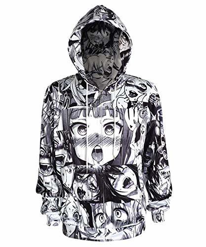 Social CoolChange Sudadera con Capucha Manga con Cremallera, rostros, Blanco/Negro, Talla