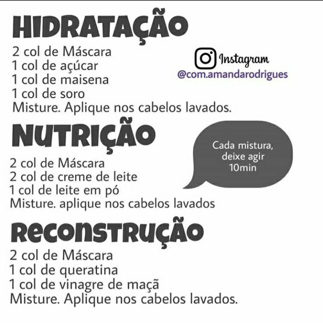 Moda receitas de: hidratação, nutrição e reconstrução 💖