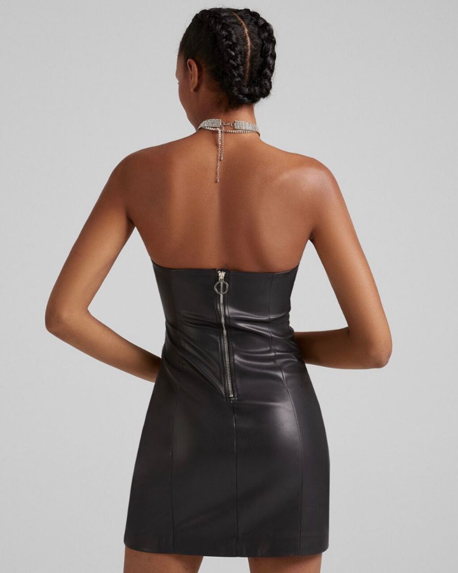 Vestido efecto piel cremallera sin mangas - Mujer