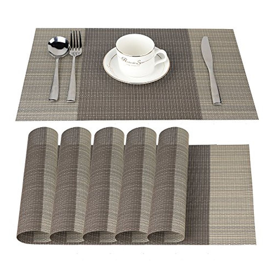 Productos Fontic 6 Unidades 30x45cm Manteles Individuales Antideslizante de PVC Mantelitos Individuales -