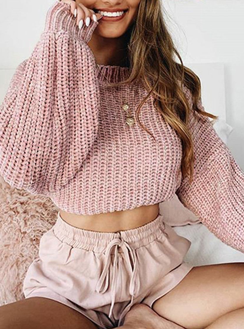 Women's Heavy Knit Crop Sweaters Top