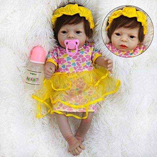 WYN 22 Pulgadas Reborn Baby Doll 55 Cm Full Silicon Reborn Dolls Realista Bonecas Linda Chica para Regalo De Cumpleaños