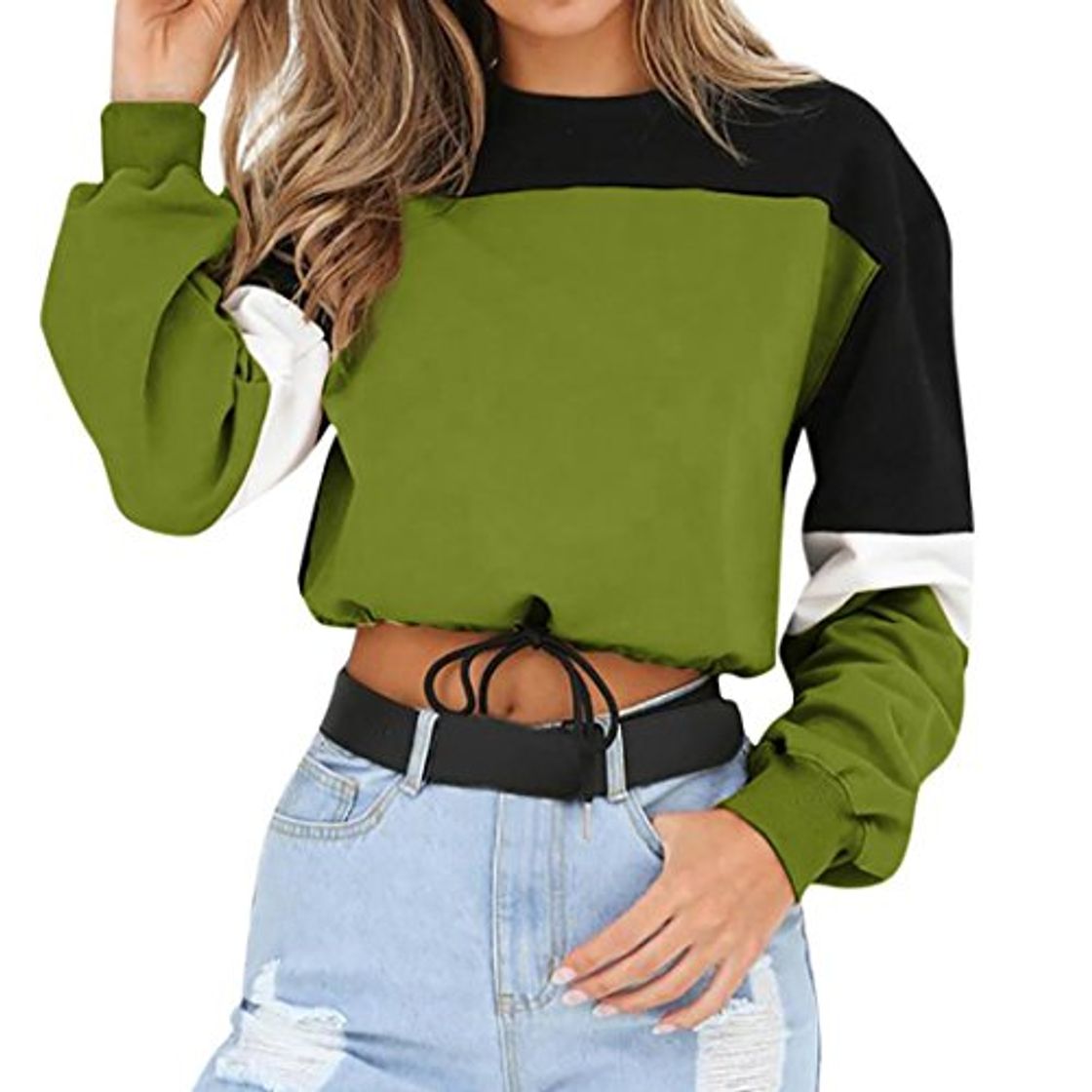 Social Overdose Sudadera para Mujer De Manga Larga Empalme Color Moda Sudadera Pullover