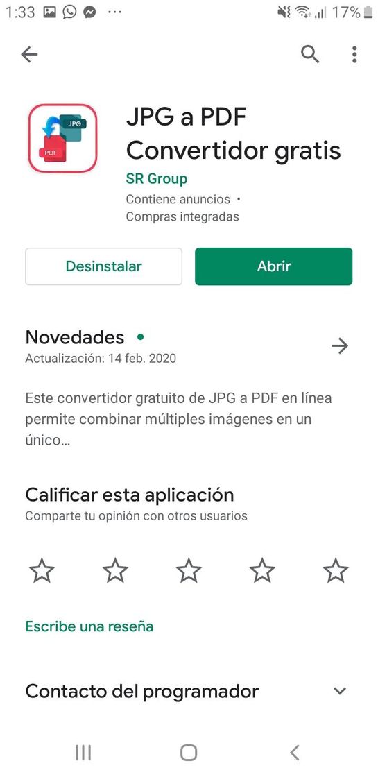 App aplicación para convertir fotos a pdf solo para android