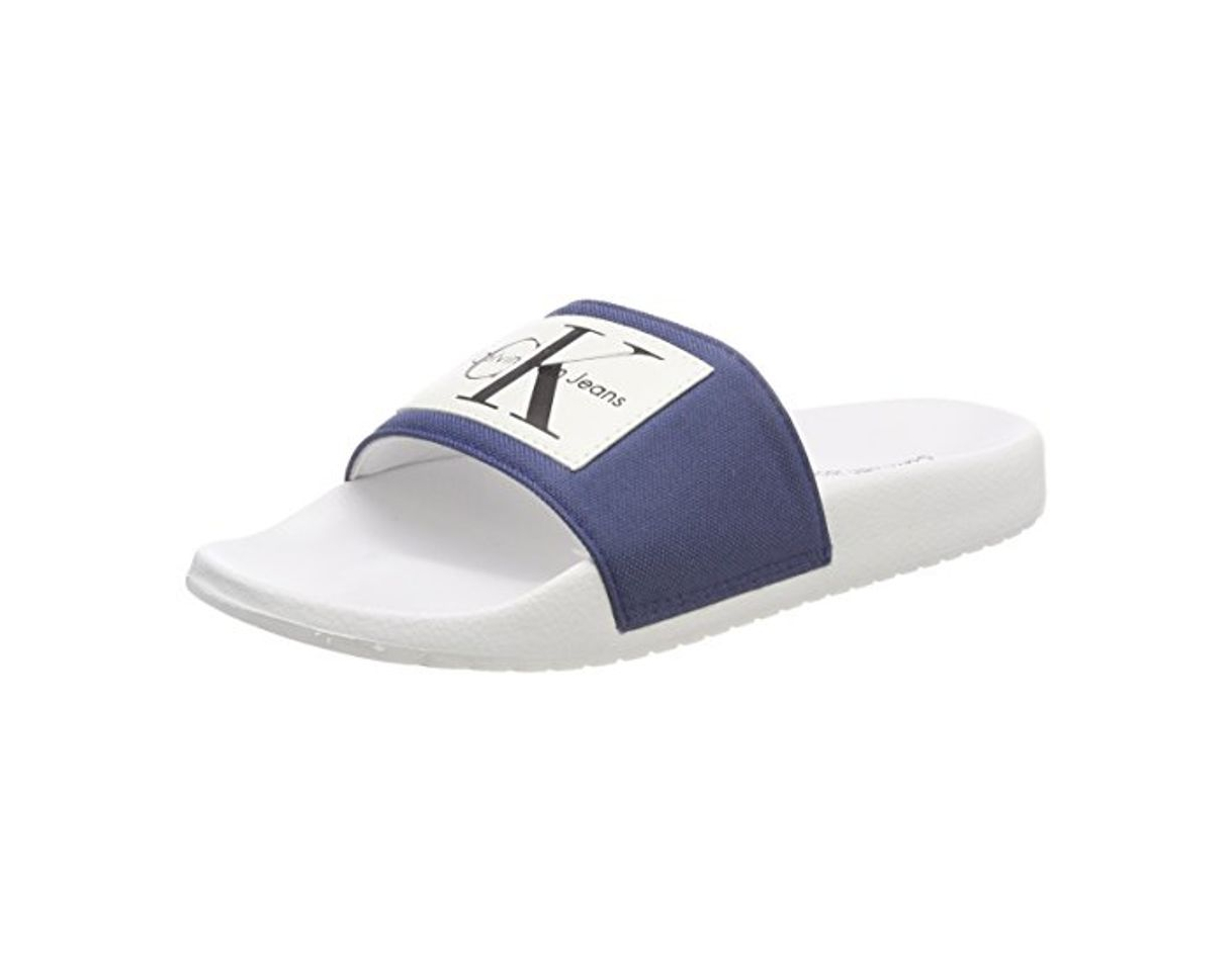 Fashion Calvin Klein Jeans Chloe Nylon, Sandalias con Punta Abierta para Mujer, Azul